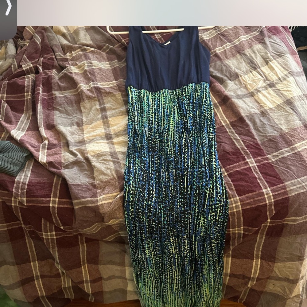 Elegant Blue and Green Women's Dress
